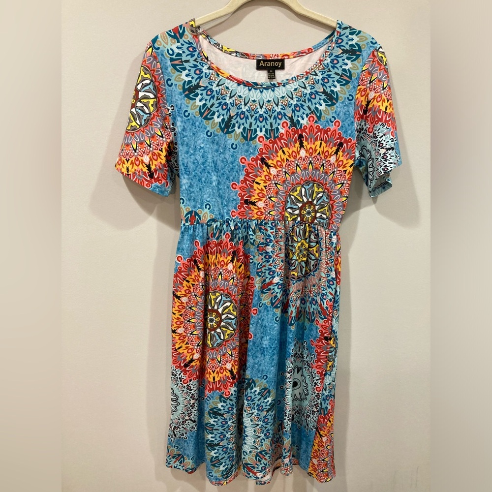 Aranoy Beautiful Patterned Short Sleeve Dress Medium